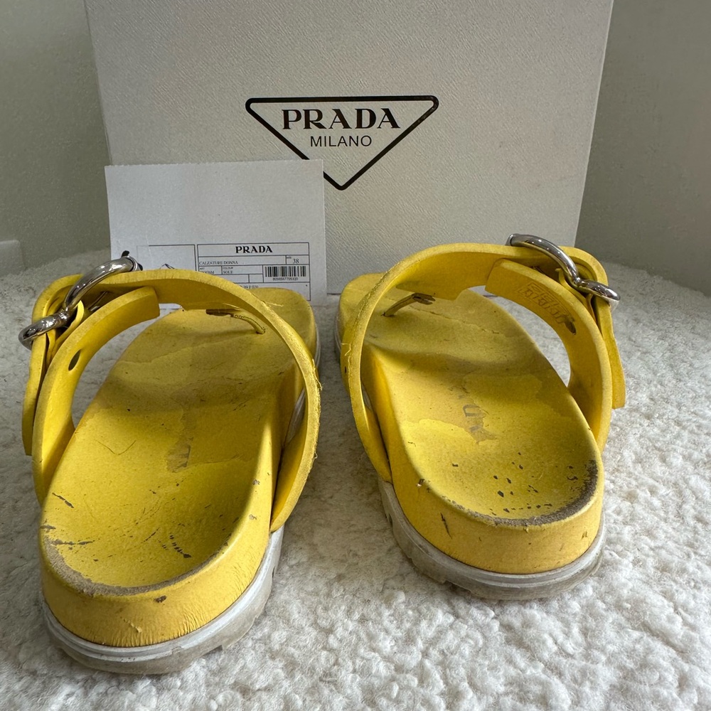 Prada Yellow Slide Sandals. Size 38 - Picture 5 of 6